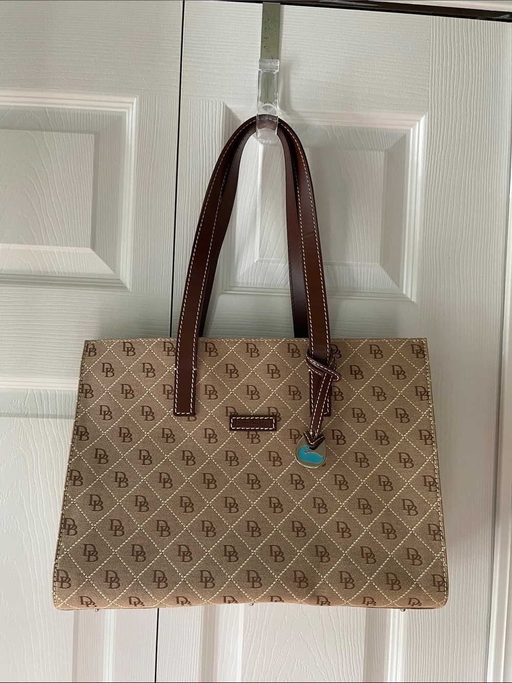 Dooney & Bourke Brown Logo Tote Bag with Top Handles